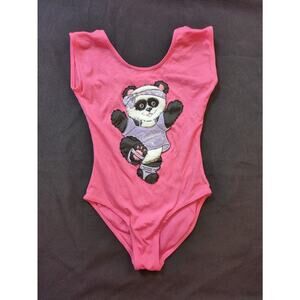 Vintage 80s Quirky Kids Dance One Piece Leotard Pandancer Dancing Panda Size 4 5